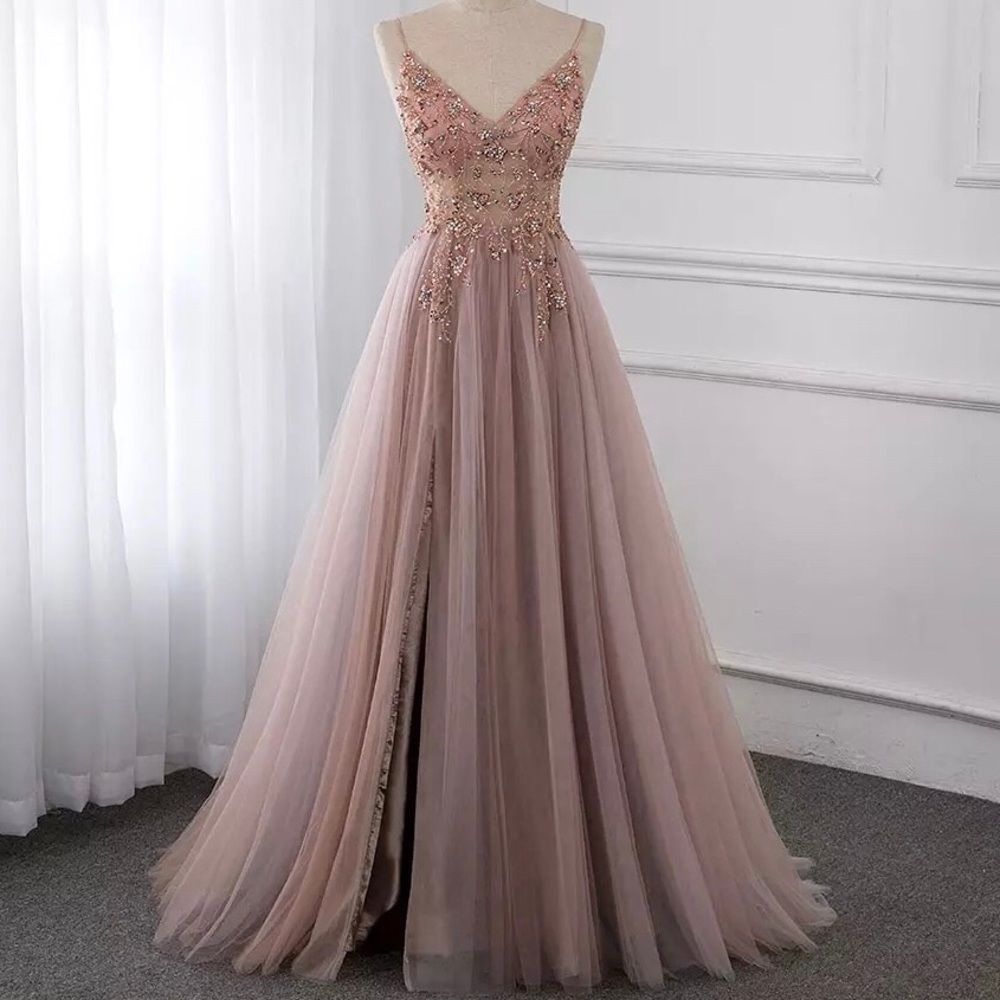 Dusty Rose Prom Dress Wedding Slit Dress NWT